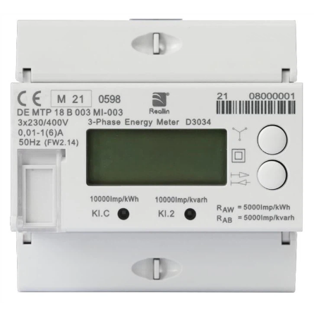 Three Phase Four Wire DIN Rail CT Meter -- D3034 Three Phase Four Wire DIN Rail CT Meter -- D3034